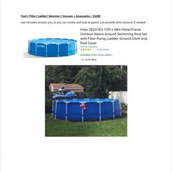 Intex Pool With Filter, Vacuum, Ladder , Skimmer And Accessories 