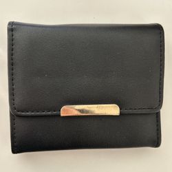 Black Tri-Fold Wallet with Gold Accent 