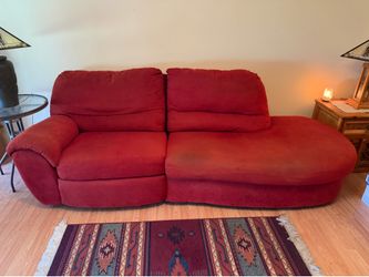 Red Upholstered Sofa CouchWith Chaise Fair Condition