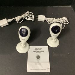 Two Vivitar Smart Security Indoor Wi-Fi Camera, White. 