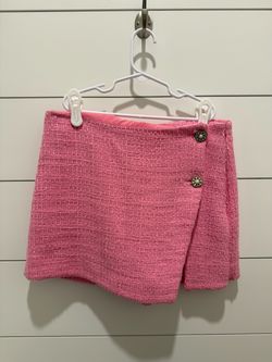 Pink Zara Tweed Wrap Mini Skirt