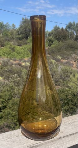 LSA International Amber Glass Teardrop Vase Handcrafted in Poland 11.5"