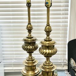 Pr Mid Century Stiffel Brass Lamps 
