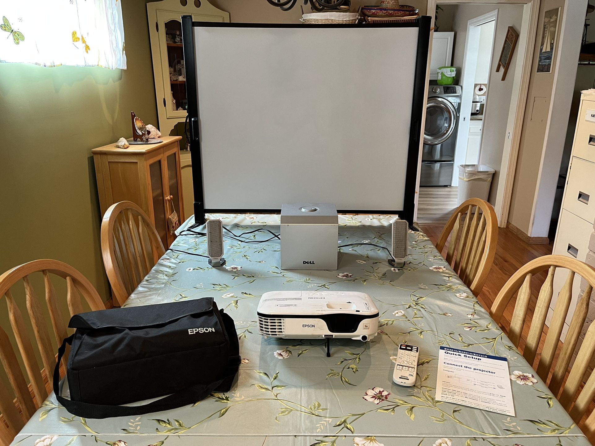 Epson 3 LCD Projector w/ Remote, Zylux Multimedia Computer Speaker System w/ Subwoofer, 50” Projector Screen & Carry Bag