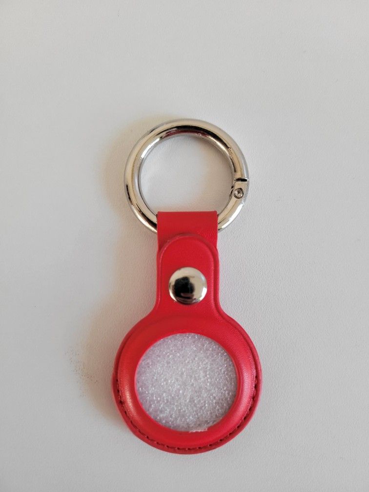 Red Leather AirTag Keychain Holder – Sleek, Durable & Stylish
