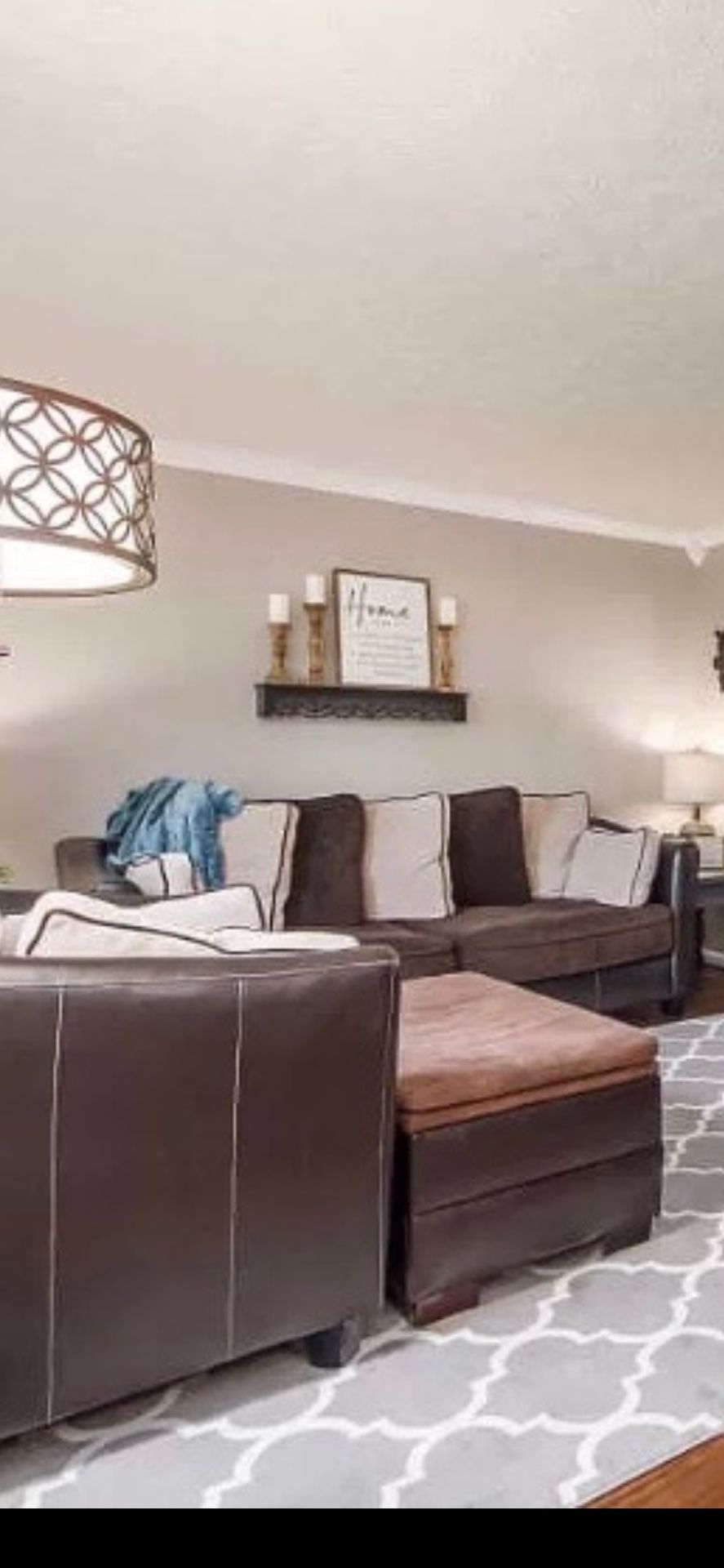 Brown Oversized Couch, Chair, and Ottoman