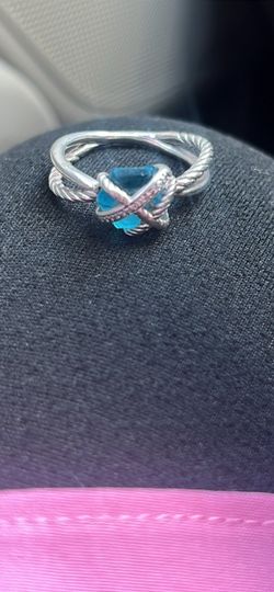 David Yurman cable ring blue topaz