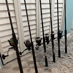 6 Penn Fierce Fishing Poles 4 Brand New 2 Slightly Used Size 4000 with  clear line 5000 with green line 3000 with braid. All ready to fish $150  each or for Sale in Orlando, FL - OfferUp