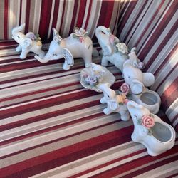  Antique Porcelain Elephant Set