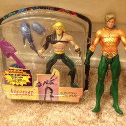 DC SUPERHERO Aquaman Man With Blasting Hydro Spear in box and Aquaman out of Box In Great Condition