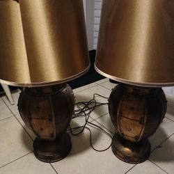 Vintage metal jar table lamps