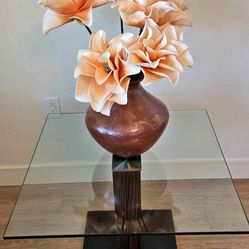 Beautiful Glass end Table with Marble Black Base, 27" L x 27" W x 19" H.