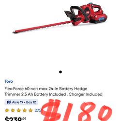 Toro Flex-Force 60-volt max 24-in Battery Hedge Trimmer 2.5 Ah Battery Included, Charger Included