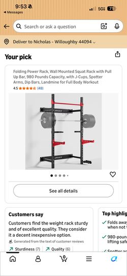 Folding power rack for home gym unopened