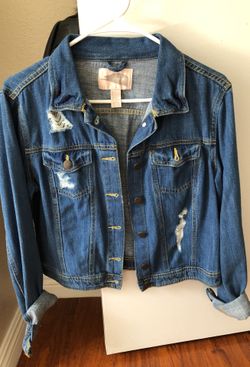 Oversized distressed denim jacket