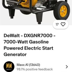 7000 Watt Dewalt Electric Start Generator  And Pressure Washer Less Then 20 Hours On Each 