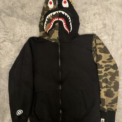 Black & Green Camouflage Bape Full Zip Up Hoodie