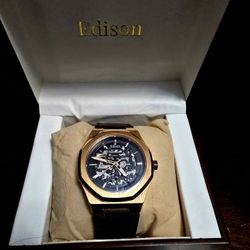 Edison Roadster Rose Gold Automatic Skeleton Mens Watch