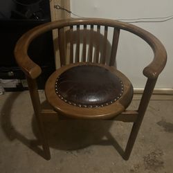 beautiful wood and leather chair