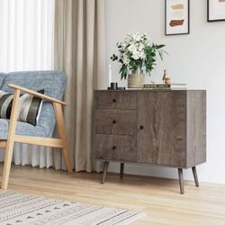 Storage Cabinet Mid-Century Modern Sideboard, Drawer Dresser,TV Stand Freestanding Cupboard for Home Office, Living Room Nightstand For Bedroom