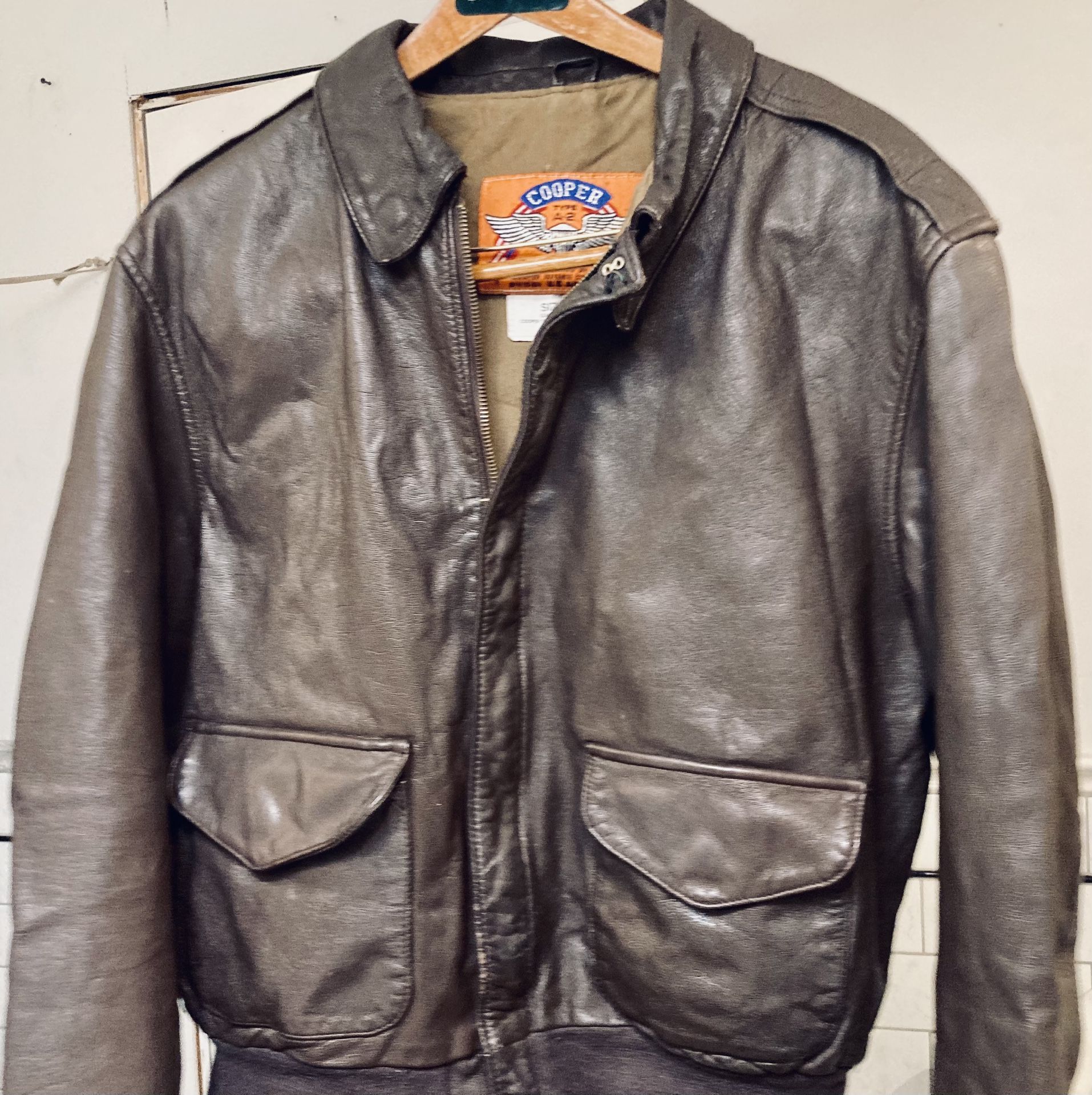 Vintage Cooper A-2 USA Air Force Goatskin Leather Bomber Jacket Brown M/L