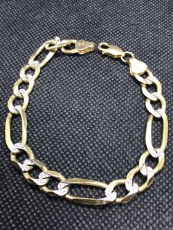 Oró Solido 10k Linda Pulsera Diamantada