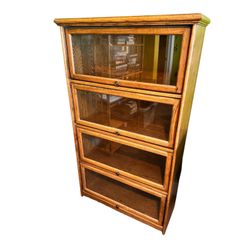 Late 20th Century Vintage Tiger Oak Wood Amish Sheffield Barrister Style Bookcase