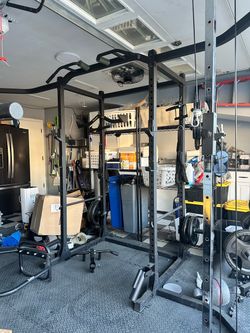 papababe Power Cage, Squat Rack with Cable Crossover Power Rack with LAT Pulldown(Power Cage with Cable Crossover