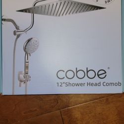 COBBE 12" Black Chrome Rain Shower Head Set