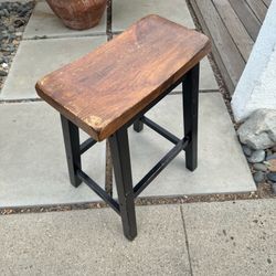 1 x Solid Wood Saddle Seat Bar Counter Stool Chair Brown Black (Silver Lake)