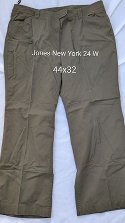 Womens Jones New York Plus 22W Light Weight, Olive Green, 2 Front Pockets, Rear Are Fakes 44x32 3X, 
(contact info removed)4 Rise 12