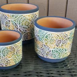 Set Of 3 Ceramic Pots For Plants