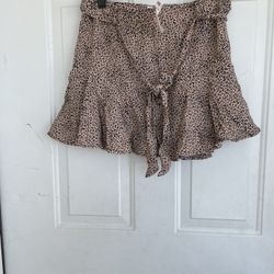 Cheetah Print Skort Leopard Skirt Shorts Size S