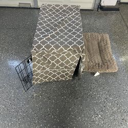 Dog kennel with cover and pad