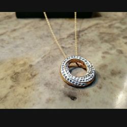 Gold Toned 925 Rhinestone Pendant 