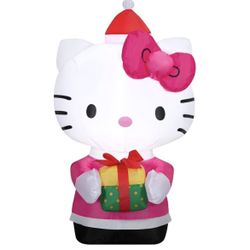 3.2 ft Hello Kitty in Dress Christmas Airblown Yard Inflatable