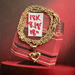 For Wedding 18K Solid Gold Chain and Pendant 8.1Gr 18 Inches Long 