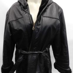 Wilsons Leather Hooded Leather Jacket Sz L