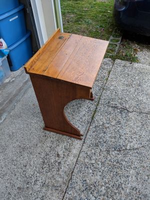Old Wooden School Desk With Lift Up Lid And Ink Well For Sale In