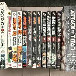 Manga Lot/Manga Collection, Naruto, Attack On Titan, Tokyo Ghoul, Solo Leveling, And Jujutsu Kaisen All In Good Condition.