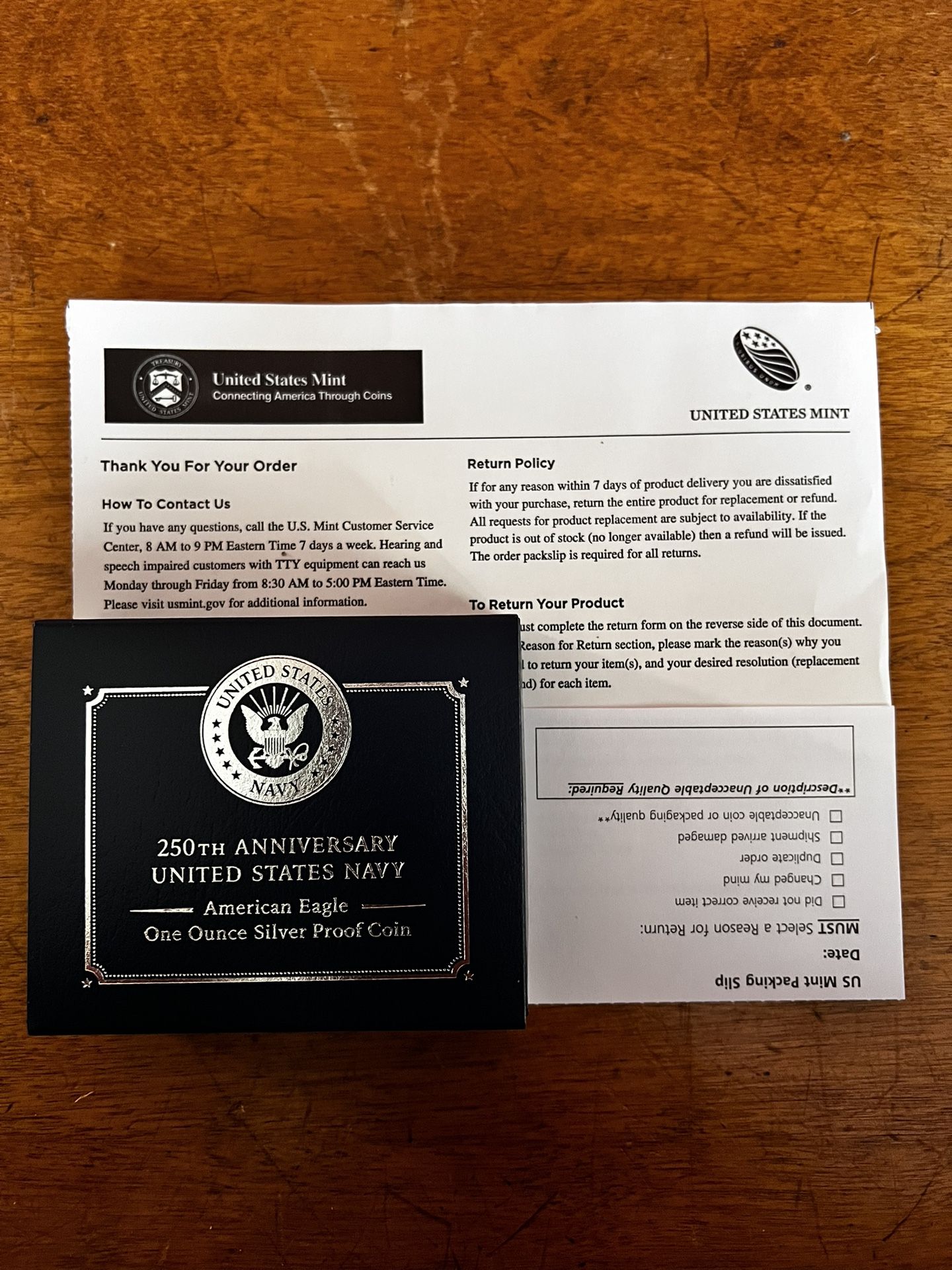 250th Anniversary United States Navy American Eagle One Ounce Silver Proof Coin