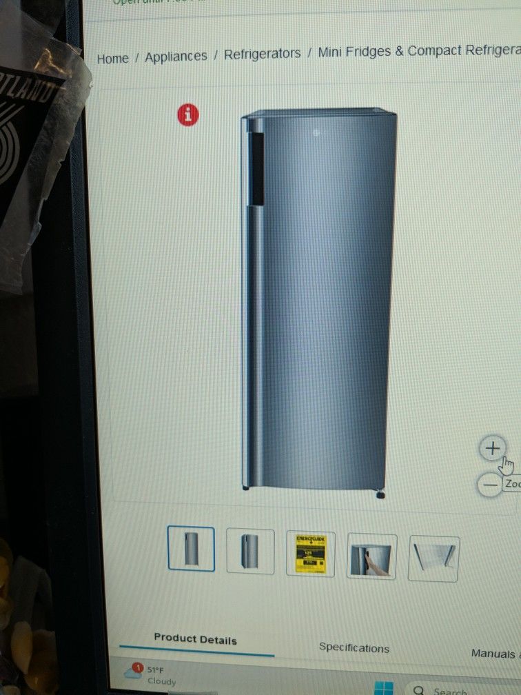 LG 6.0 Cu Ft Single Door Refrigerator With Inverter Compressor And Pocket Handle