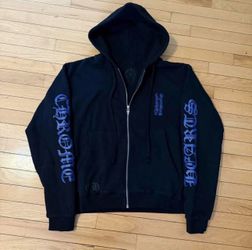 Chrome Hearts Vertical Logo Zip Up Thermal Hooded Sweatshirt