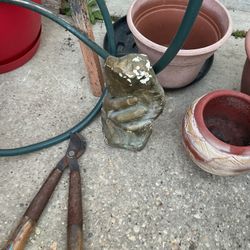 Items For Garden, Water Hose Holder, Three Big Pots, Tools To Spray Seeds And More (NO SHIPPING)