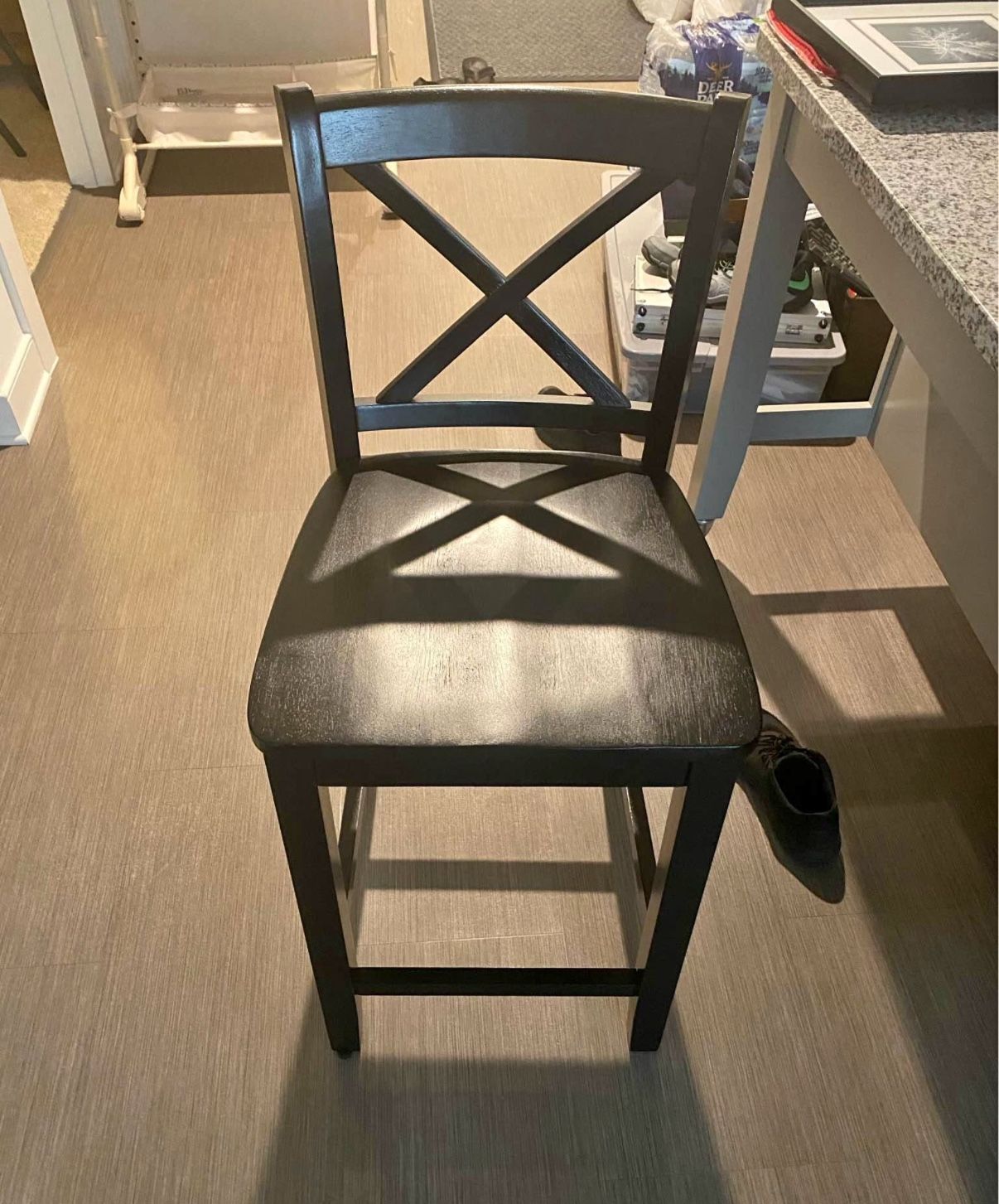 2 Black Wooden Bar Stools