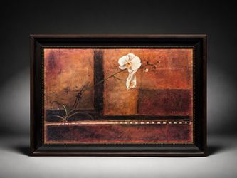 Framed White Orchid Oil Painting