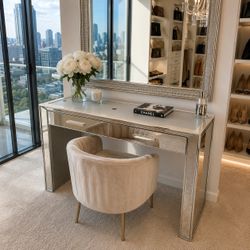 Kevin Charles Mirrored Vanity Desk – Luxury Glam