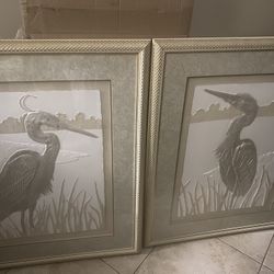 RARE EGRET CAST PAPER RELIEF SCULPTURE BY LORI KIPLINGER PANDY
