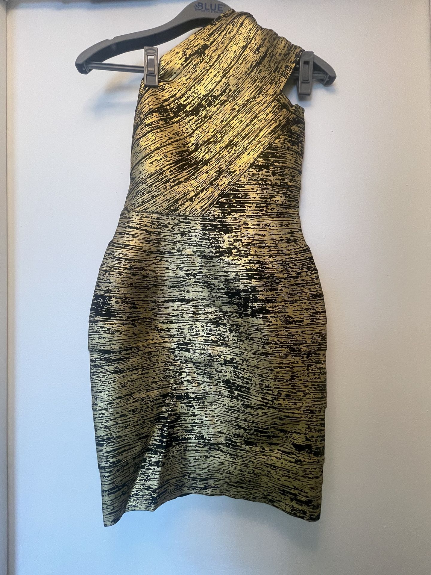 Herve Ledger Black Gold Short Dress Medium