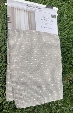 2 Piece Set Window Curtains Linen Fabric 38”x 96” Beige/Taupe color